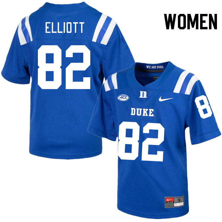 Women #82 Brett Elliott Duke Blue Devils College Football Jerseys Stitched-Royal